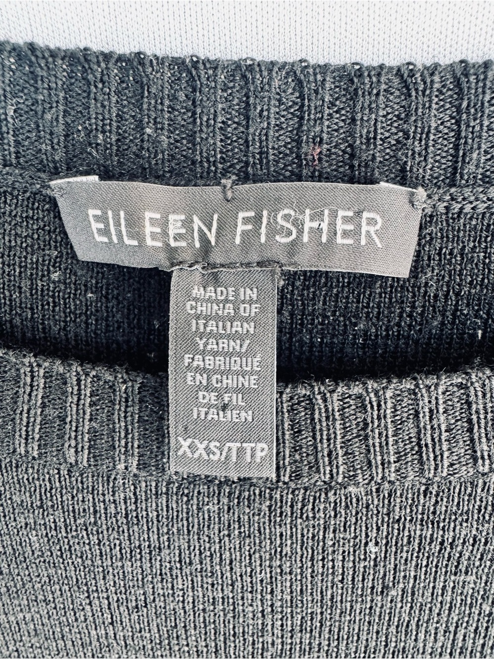 Eileen Fisher Merino Wool Black Long Sleeve Crewneck Sweater - Picture 2 of 5